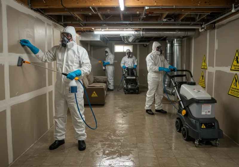 Basement Moisture Removal and Structural Drying process in Crown Point, IN